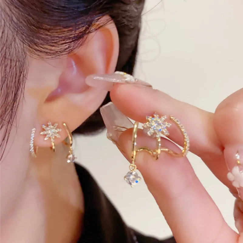 Boucles d'oreilles griffes scintillantes pour femme