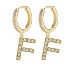 Brincos de argola com inicial feminina f