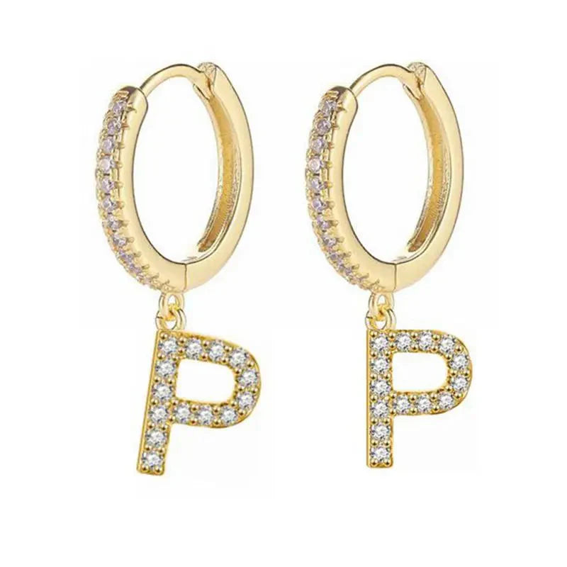 Brincos de argola com inicial feminina p
