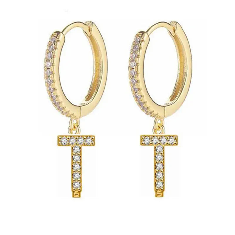 Brincos de argola com inicial feminina t