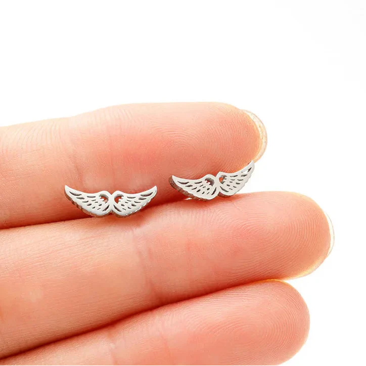 Boucles d'oreilles minimalistes ailes d'ange argent