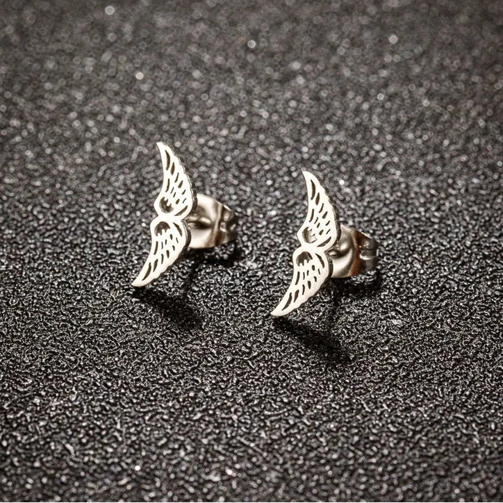 Boucles d'oreilles minimalistes ailes d'ange argent