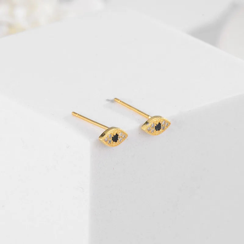 Boucles d'oreilles minimalistes mauvais oeil bleu or