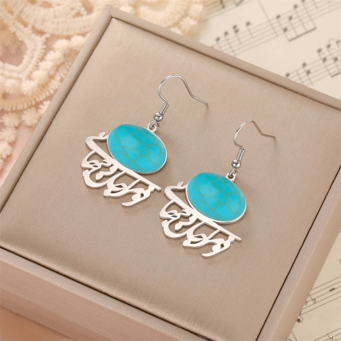 Boucles d'oreilles pendantes perse arabe argent