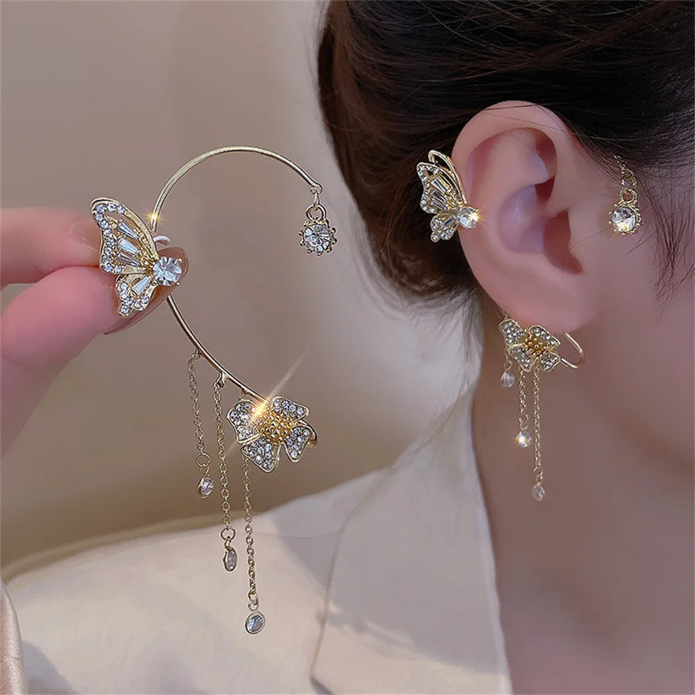 Boucles d'oreilles papillon et zircons