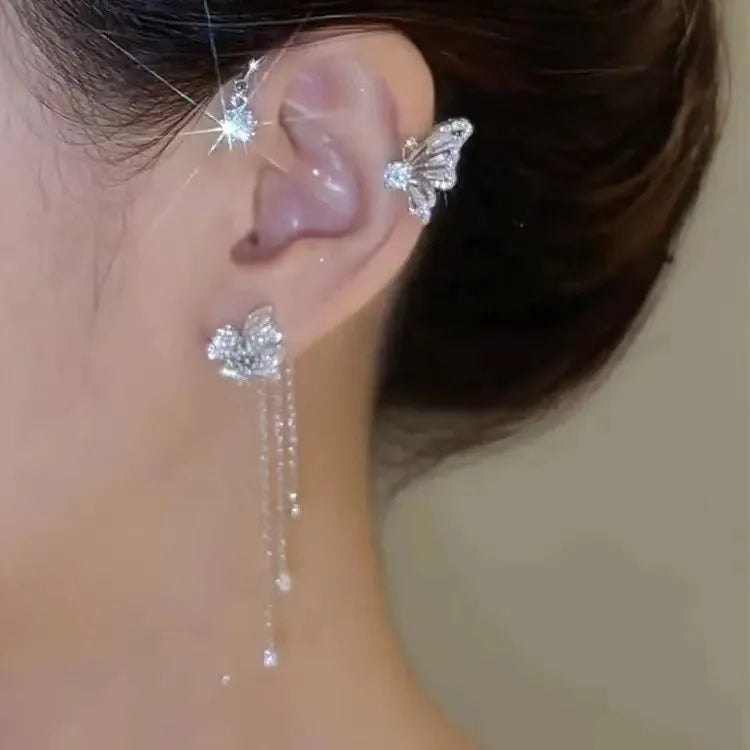 Boucles d'oreilles papillon et zircons