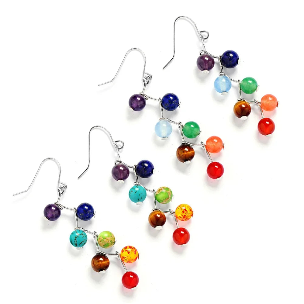 Boucles d'Oreilles Pendantes 7 Chakras 