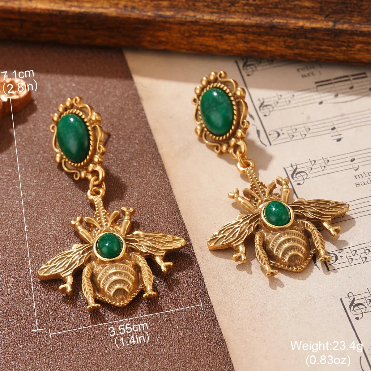 Boucles d'oreilles pendantes abeille