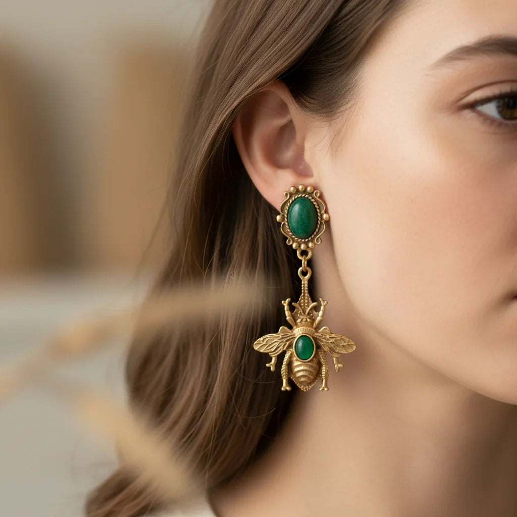 Cercei candelabru albină verde