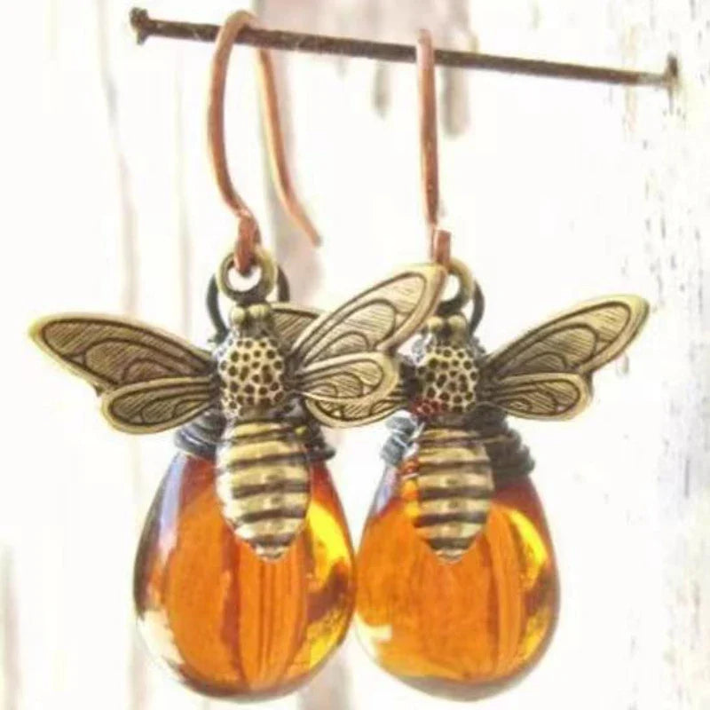 Boucles d'oreilles pendantes abeille femme