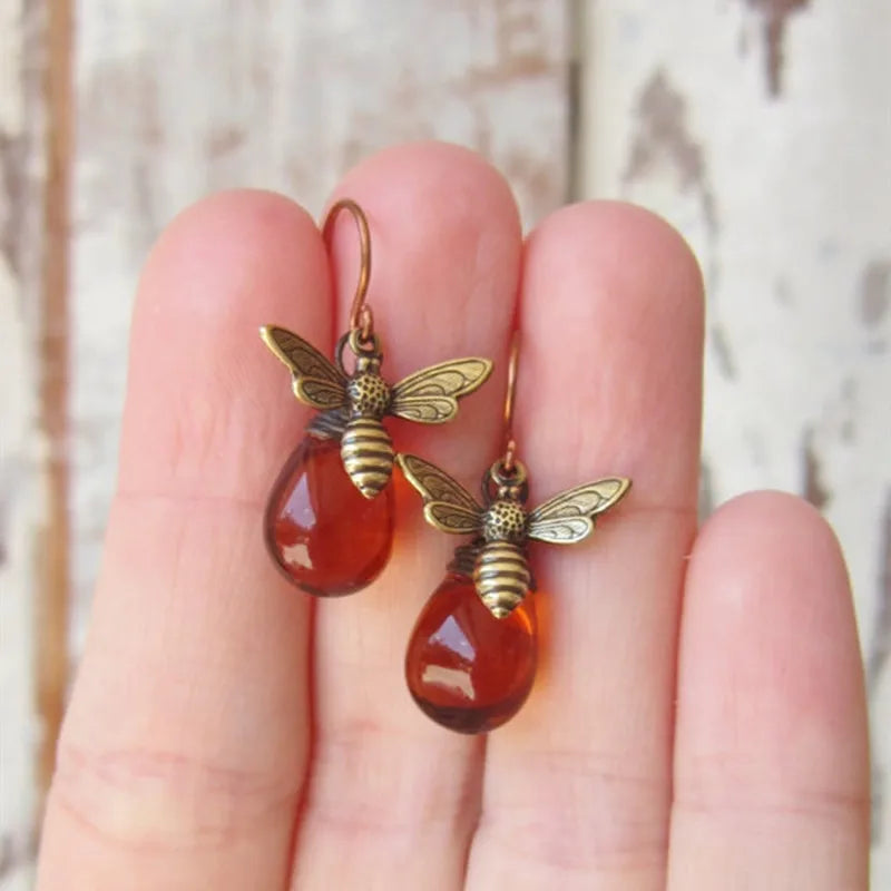 Boucles d'oreilles pendantes abeille femme