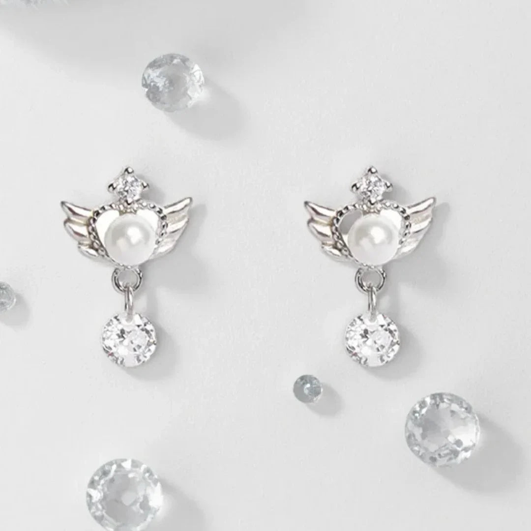 Boucles d'oreilles pendantes ailes d'ange