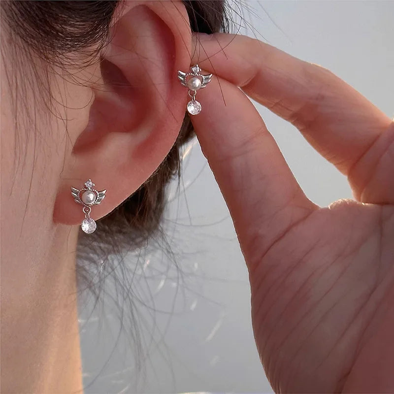 Boucles d'oreilles pendantes ailes d'ange