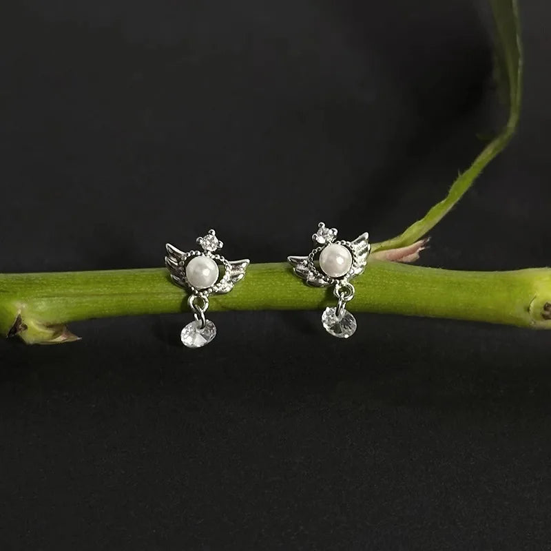 Boucles d'oreilles pendantes ailes d'ange