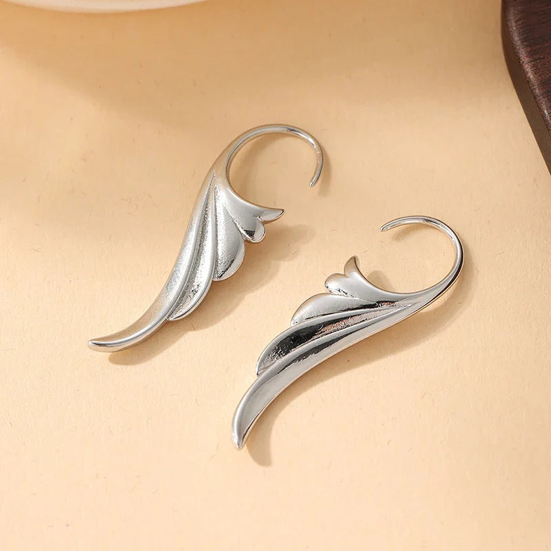 Boucles d'oreilles pendantes ailes d'ange femme argent