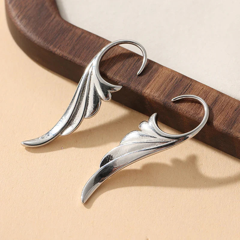 Boucles d'oreilles pendantes ailes d'ange femme argent