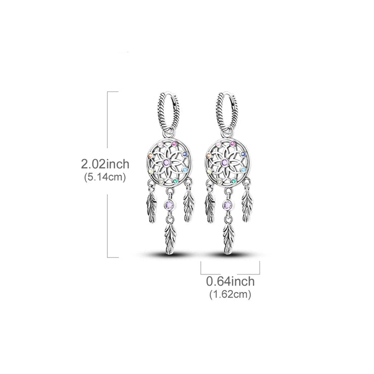Boucles d'Oreilles Pendantes Attrape-Rêve avec Zircon