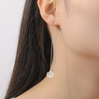 Boucles d'Oreilles Pendantes avec Fine Fleur de Lotus argent
