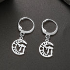 Dangling earrings with the Chai life symbol on a silver crescent moon