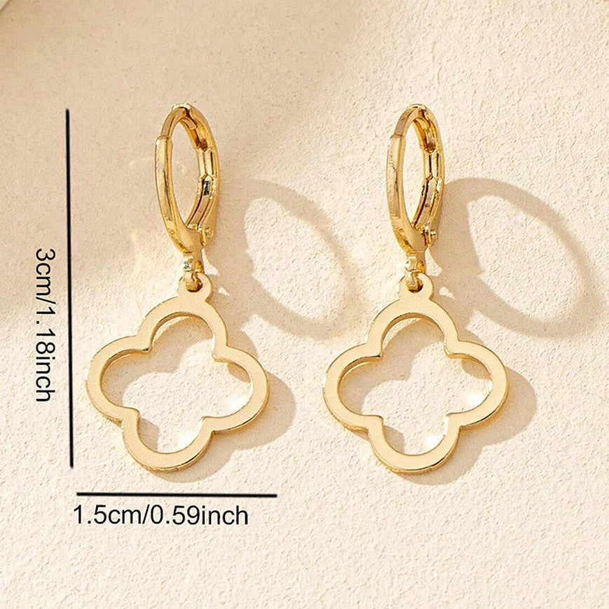 Boucles d'Oreilles Pendantes avec Trèfle à 4 Feuilles