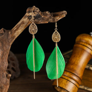 Boucles d'Oreilles Pendantes Bohêmes Plume 2