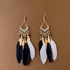 Boucles d'Oreilles Pendantes Bohêmes Plumes 2