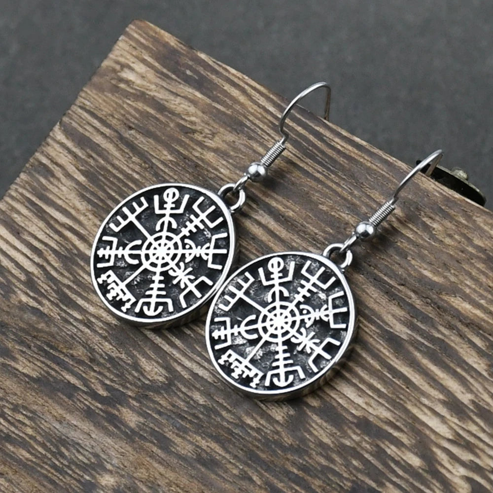 Boucles d'Oreilles Pendantes Boussole Vegvisir Viking 