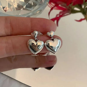 Boucles d'Oreilles Pendantes Coeur Clous Femme