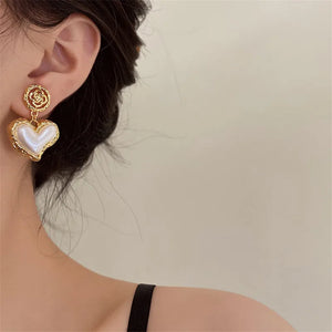 Boucles d'Oreilles Pendantes Coeur Femme or