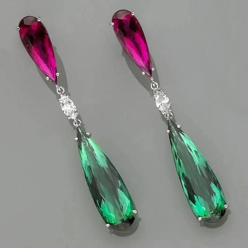 Boucles d'Oreilles Pendantes Colorées Goutte d'Eau