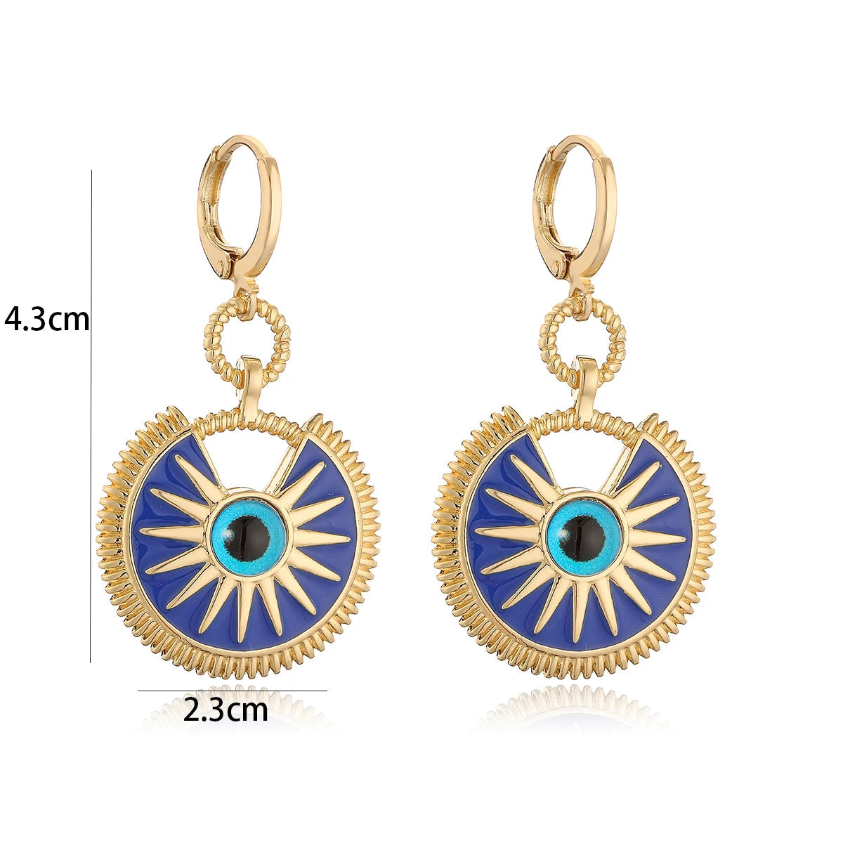 Boucles d'Oreilles Pendantes Contre le Mauvais Oeil pour Femme bleu
