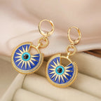 Boucles d'Oreilles Pendantes Contre le Mauvais Oeil pour Femme bleu