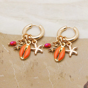 Boucles d'Oreilles Pendantes Coquillage Cauri 