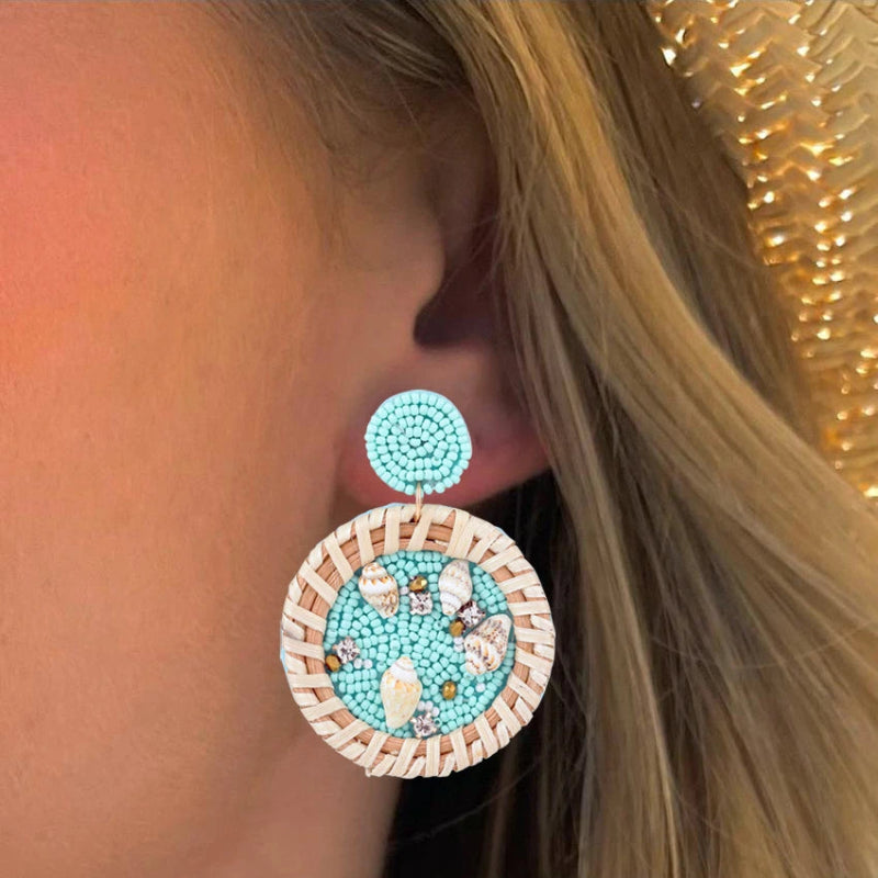 Boucles d'Oreilles Pendantes Coquillage Cauri