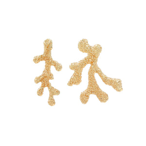 Boucles d'Oreilles Pendantes Corail Doré ou Argenté or
