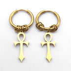 Boucles d'Oreilles Pendantes Croix d'Ankh pour Homme ou Femme or