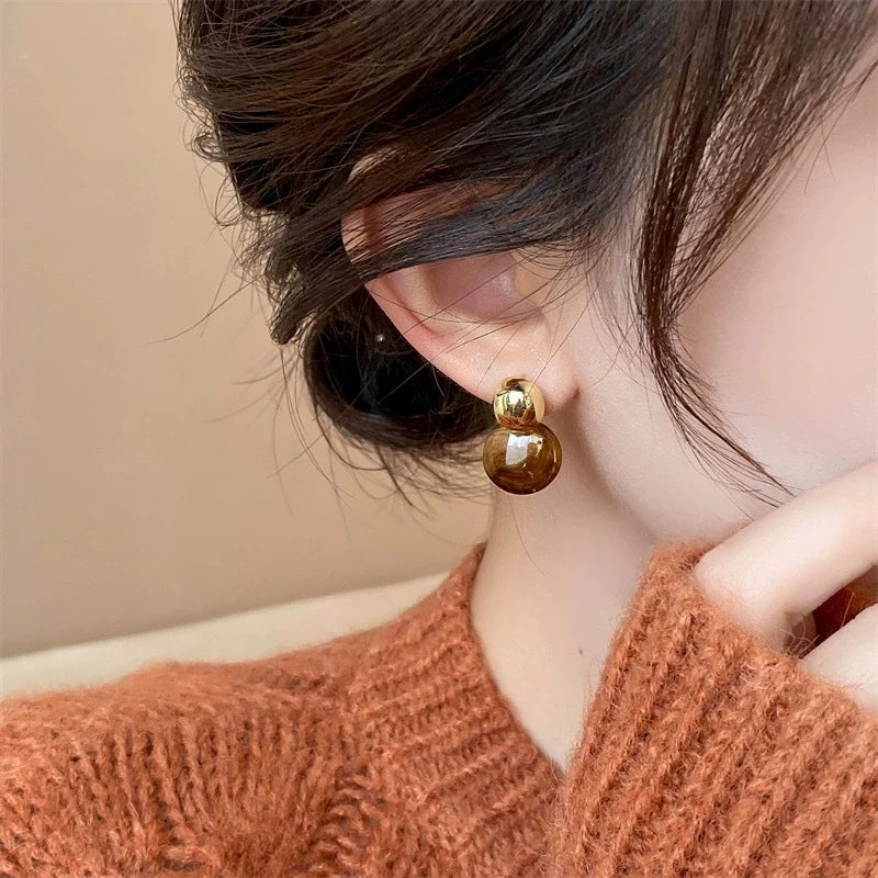 Boucles d'Oreilles Pendantes de Protection Oeil de Tigre