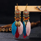 Boucles d'Oreilles Pendantes de Style Ethnique Plumes 10