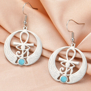 Boucles d'Oreilles Pendantes Égypte Oeil d'Horus Oudjat argent