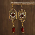 Boucles d'Oreilles Pendantes Ethniques Asymétriques rouge