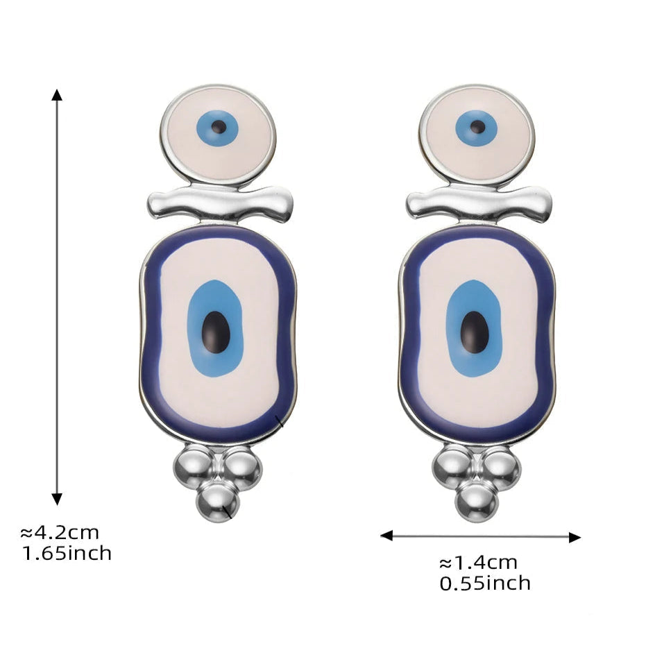 Boucles d'Oreilles Pendantes Ethniques Oeil Bleu