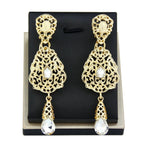 Boucles d'Oreilles Pendantes Ethniques Orientales blanc