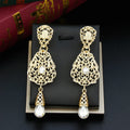 Boucles d'Oreilles Pendantes Ethniques Orientales blanc