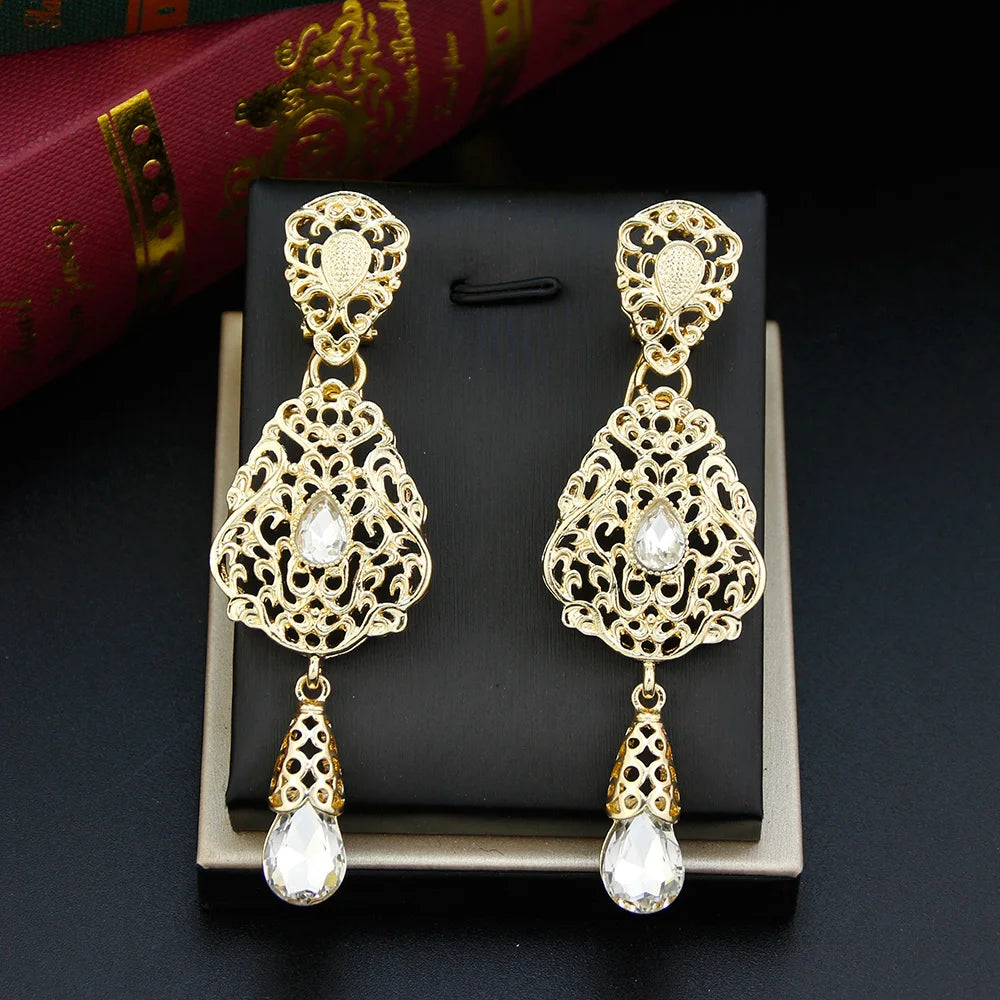 Boucles d'Oreilles Pendantes Ethniques Orientales blanc