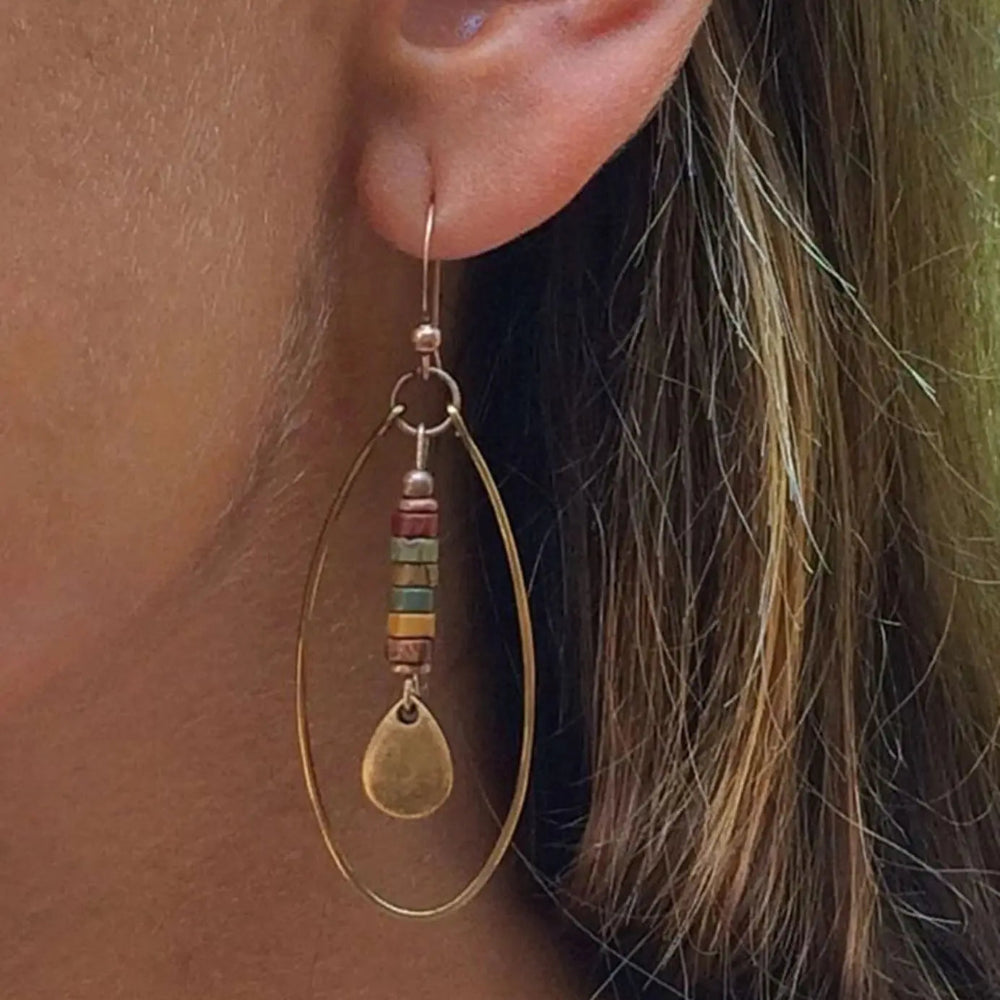 Boucles d'Oreilles Pendantes Ethniques Ovales