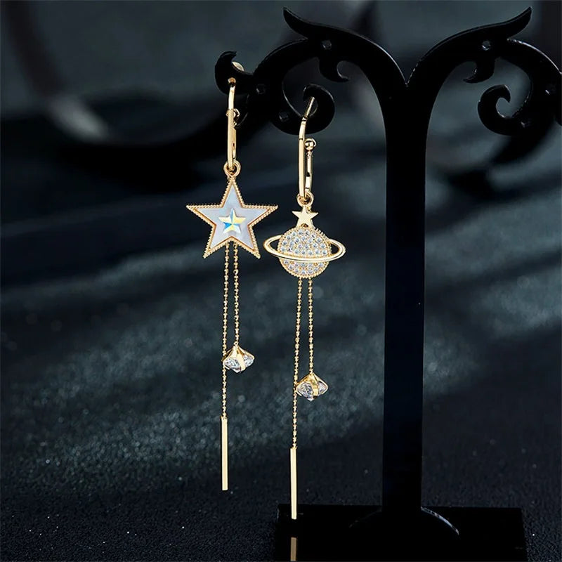 Boucles d'Oreilles Pendantes Etoile et Planète