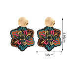 Spalvotų gėlių kabančios auskarai