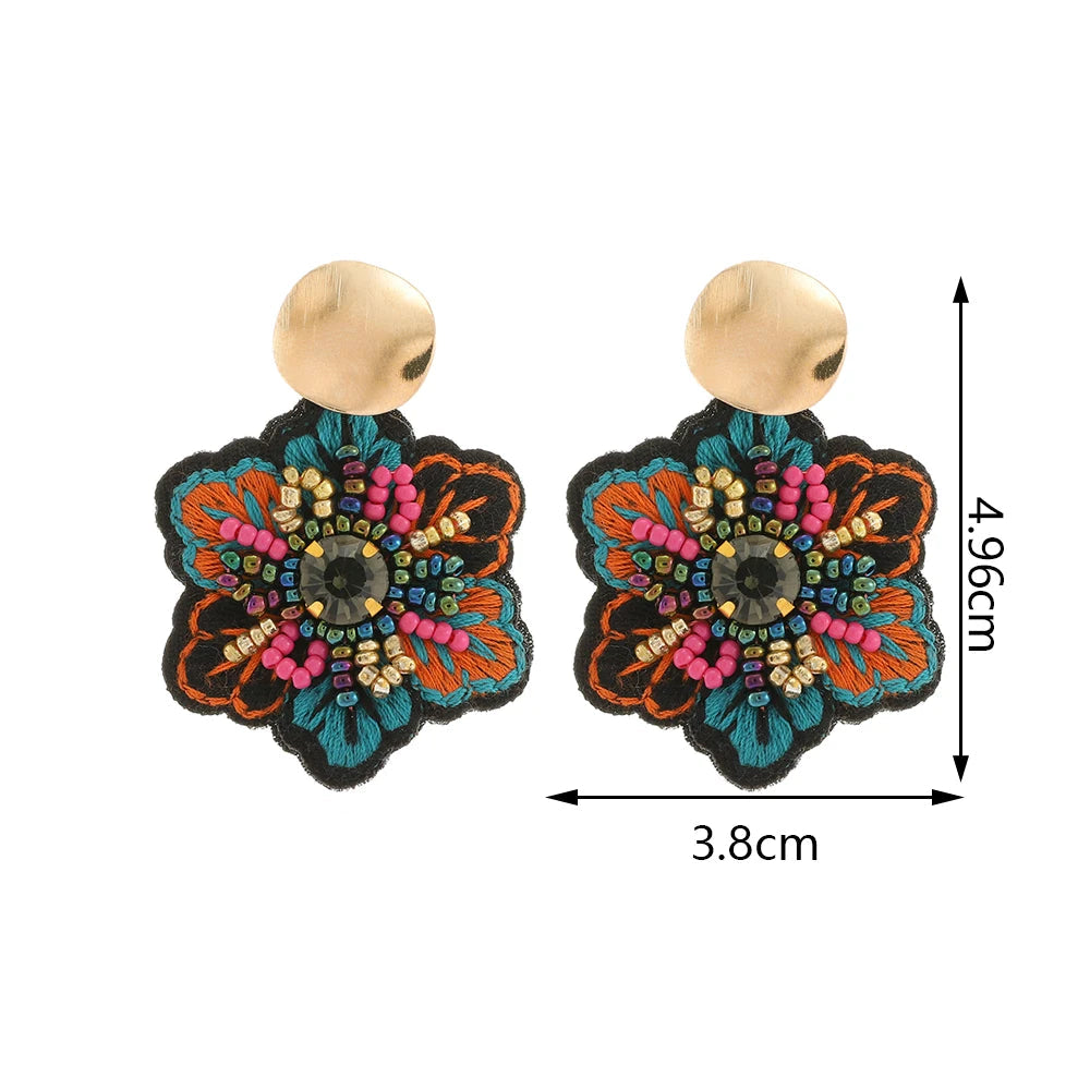 Boucles d'Oreilles Pendantes Fleur Colorée