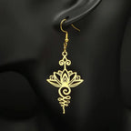 Boucles d'Oreilles Pendantes Fleur de Lotus pour Femme or
