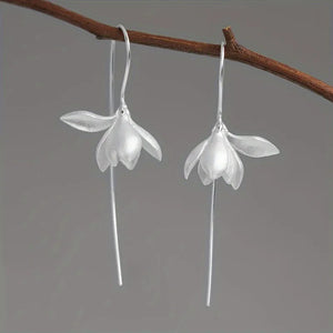 Boucles d'Oreilles Pendantes Fleur de Magnolia argent